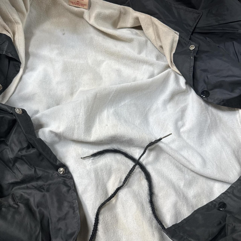 Cardinal Vintage 1960s Black Rain Jacket Mens XL Windbreaker Bomber Coach - Picture 6 of 6